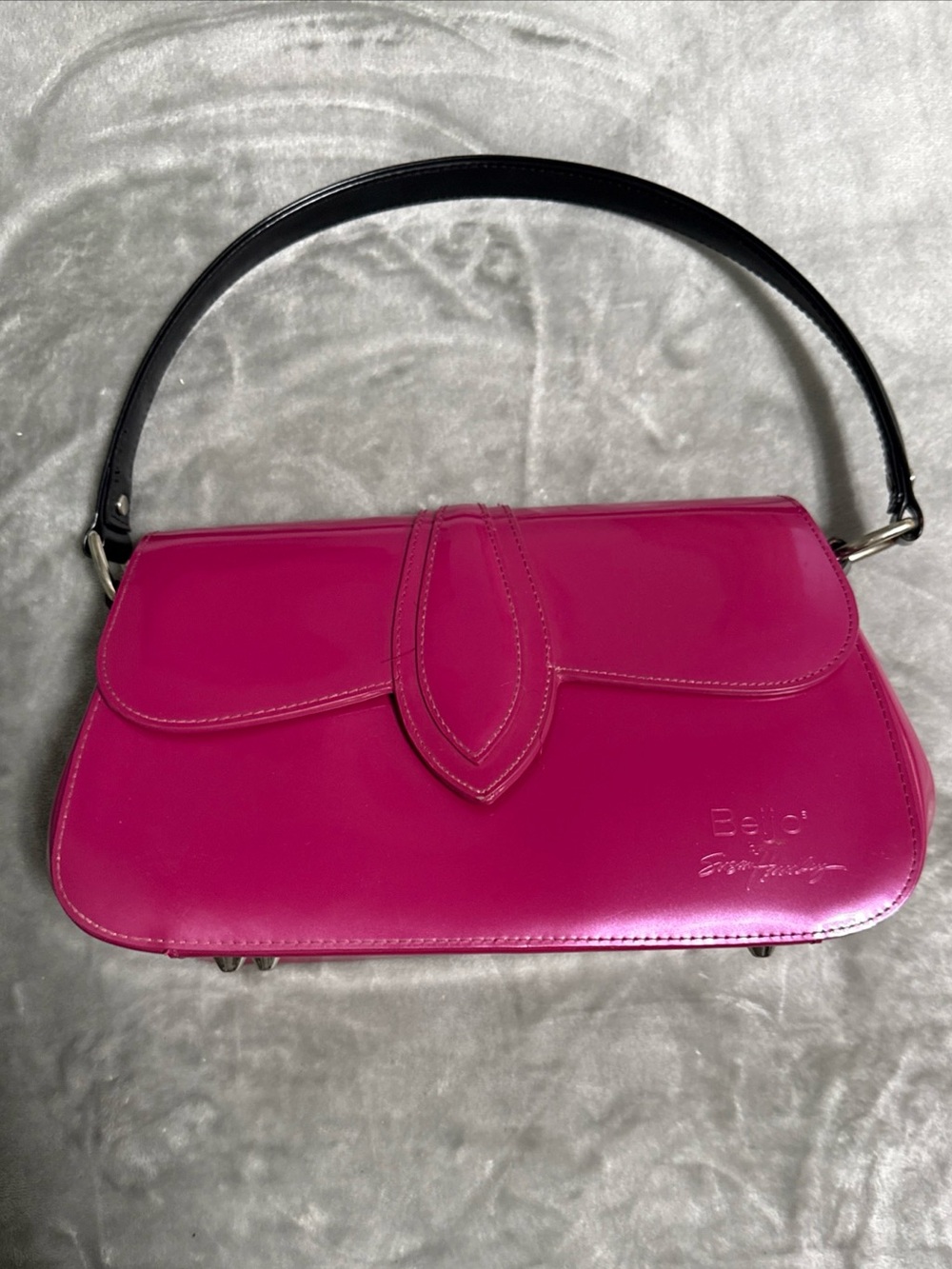 Beijo Womens Hot Pink Fuchsia Patent  Purse Hand Bag Dust Bag